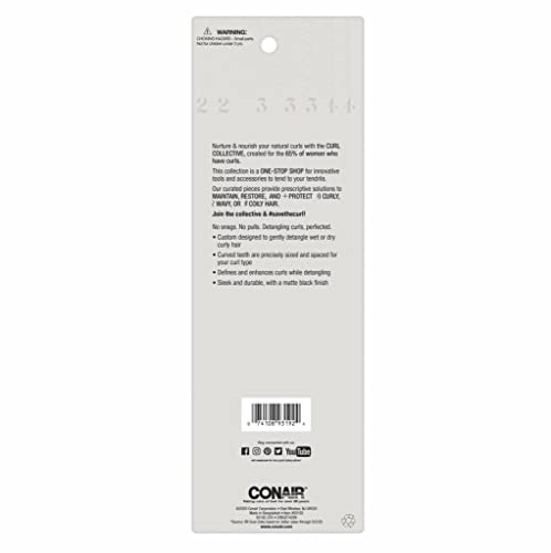 Image 2 of Conair Curly Hair Comb Black & Pink