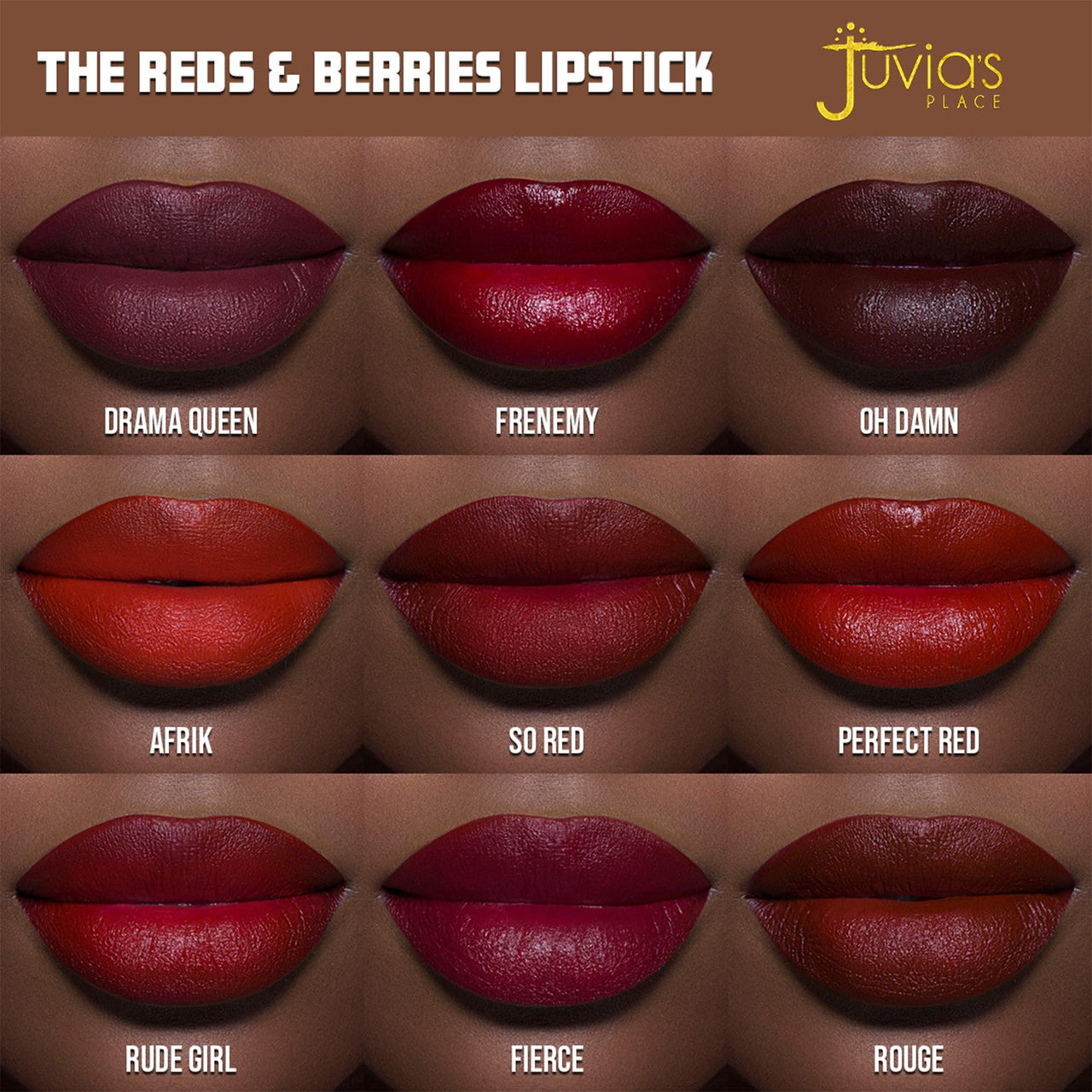 Juvia's Place Reds & Berries Velvety Matte Lipsticks The Berries Drama Queen - Rich Berry Shade, Soft-Matte Lipstick, Hydrating, Highly Pigmented, Creamy, Smooth, and Long-Lasting