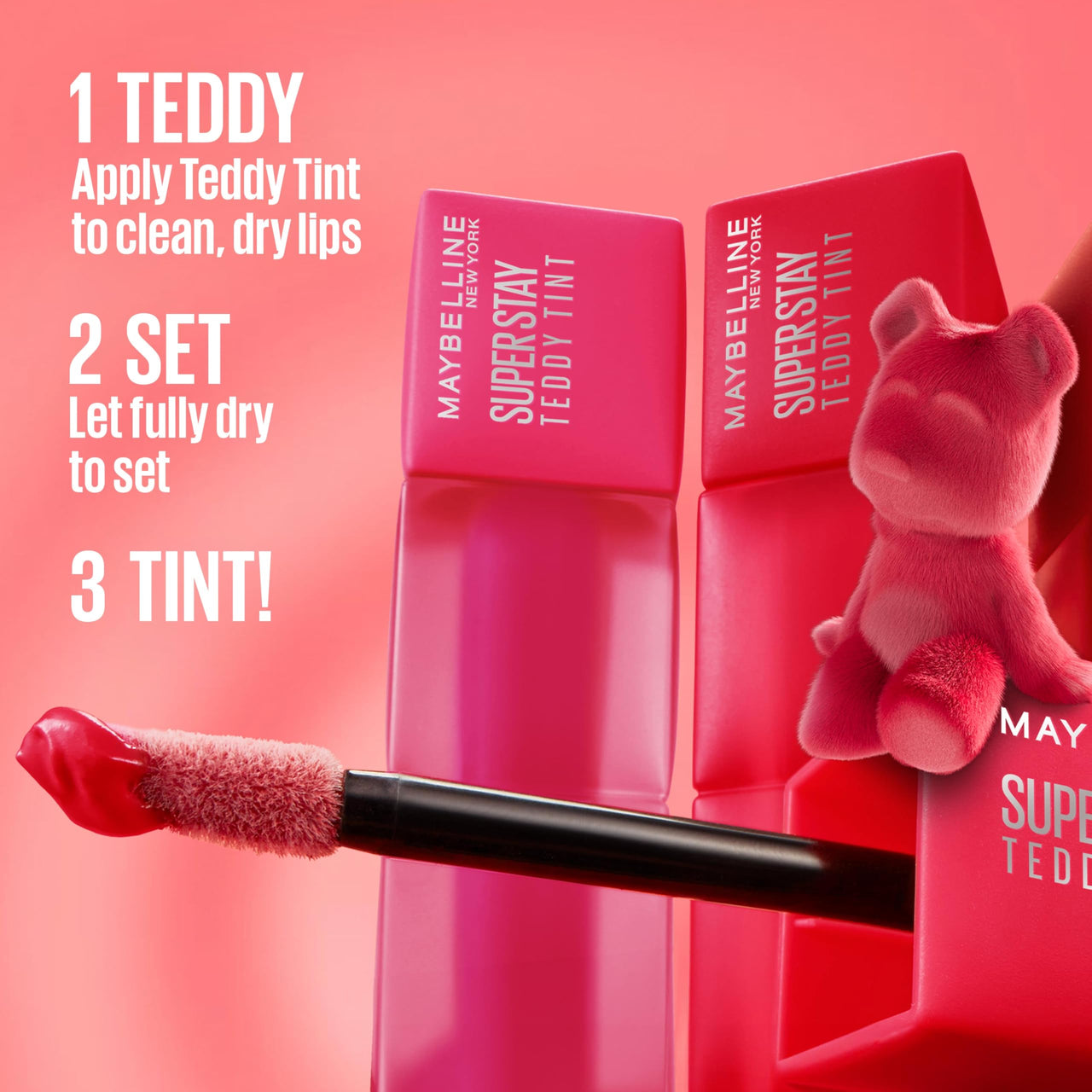 MAYBELLINE Super Stay Teddy Lip Tint, Long Lasting Matte Lipstick For Up To 12HR Wear, Coquettish, 1 Count