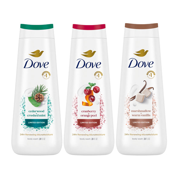 Dove Body Wash 3 Count Mixed Pack for Renewed, Healthy-Looking Skin Gentle Skin Cleanser with 24hr Renewing MicroMoisture