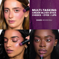 Thumbnail for Nudestix Nudies Blush Stick – 3-in-1 Cream Blush for Cheeks, Eyes & Lips with Built-In Brush | Soft Matte Finish for a Natural Flush | Clean, Vegan & Travel-Friendly Makeup (Moodie Blu)
