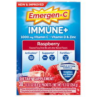 Thumbnail for Emergen-C Immune+ Triple Action Immune Support Powder, BetaVia (R), 1000mg Vitamin C, B Vitamins, Vitamin D and Antioxidants, Raspberry – 30 Count