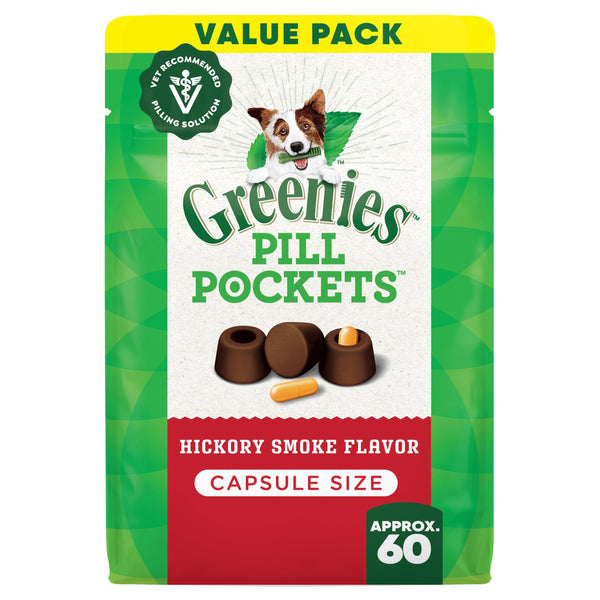 Greenies Pill Pockets for Dogs Large Size, Dog Treat Pouch for Capsule Medication, Hickory Smoke Flavor, 15.8 oz. Pouch