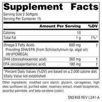 Thumbnail for Source Naturals Vegan Omega-3s, Non-Fish EPA-DHA, for Heart and Brain Health Support* 300 mg - 30 Softgels