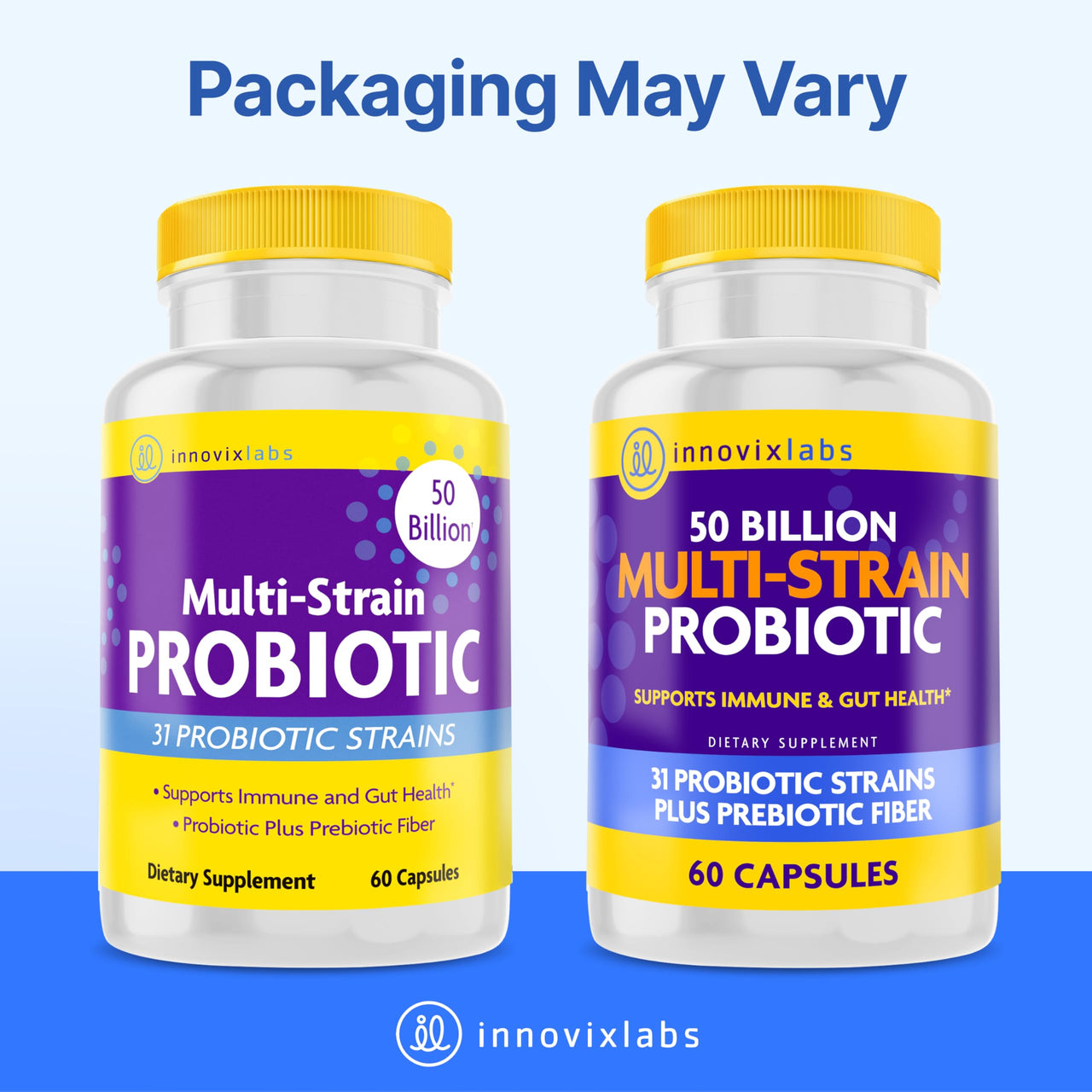 InnovixLabs Multi Strain Probiotics for Women & Men - Probiotic Supplement - 50 Billion CFU - Gut Health, Immune Support, Digestion, Lactobacillus Acidophilus, Prebiotics and Probiotics, 60 Capsules