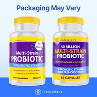 Thumbnail for InnovixLabs Multi Strain Probiotics for Women & Men - Probiotic Supplement - 50 Billion CFU - Gut Health, Immune Support, Digestion, Lactobacillus Acidophilus, Prebiotics and Probiotics, 60 Capsules
