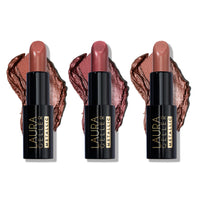 Thumbnail for LAURA GELLER NEW YORK Modern Classic Metallic Lipstick Trio - Safari Blaze, Whimsical Wine, Nifty Netural - Metallic Finish
