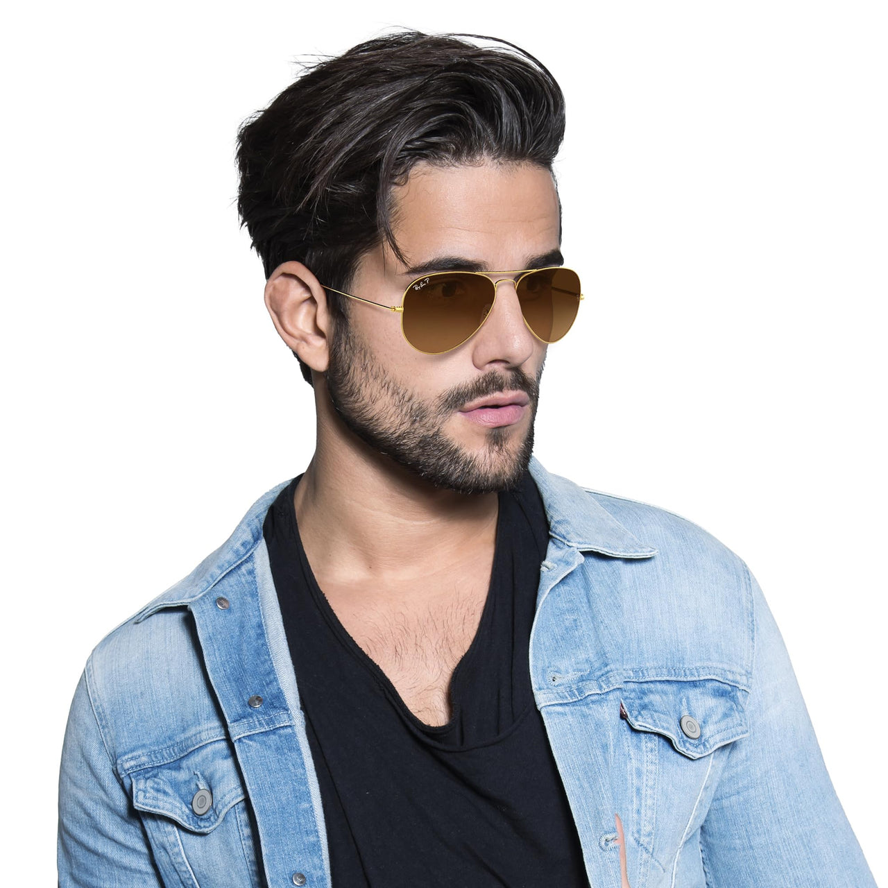 Ray-Ban RB3025 Classic Aviator Sunglasses, Gold/Polarized Brown Gradient, 58 mm