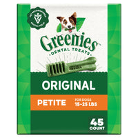 Thumbnail for Greenies Veterinarian-Recommended Adult Natural Dental Dog Treats Petite Size, Dog Dental Chews, Original Flavor, 27 oz. Pack, 45 Count