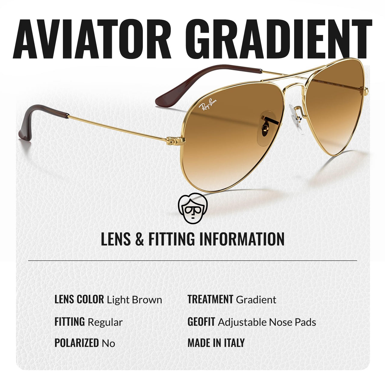 Ray-Ban RB3025 AVIATOR GRADIENT Pilot Shaped Non-Polarized Sunglasses for Men & Women – Includes Official RAYBAN Eyewear Kit – Ideal Formal & Casual Wear Sunglasses – Light Brown Lens