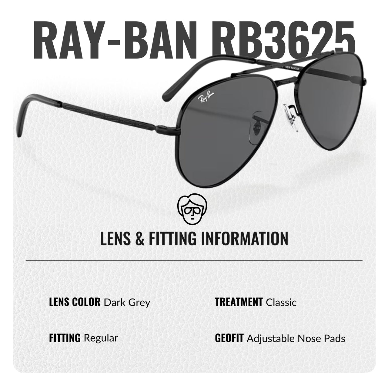 Ray-Ban RB3625 NEW AVIATOR Pilot Shaped Non-Polarized Sunglasses for Men & Women – Includes Official RAYBAN Eyewear Kit – Ideal Formal & Casual Wear Sunglasses – Dark Grey Lens