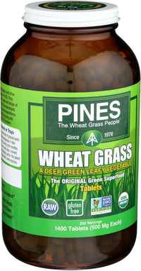 Thumbnail for Pines Organic Wheat Grass, 1400 Count Tablets