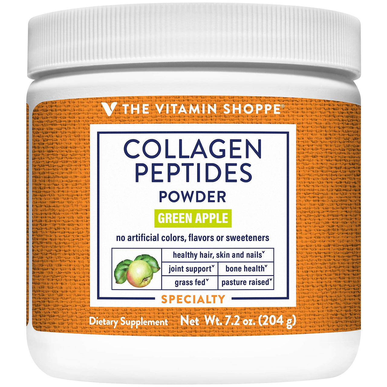 Collagen Peptides Powder - Supports Hair, Skin Nails, Bones & Joints - Grass Fed & Pasture Raised, Green Apple (30 Servings)