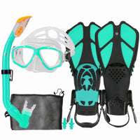Thumbnail for Kids Snorkeling Set with Fins Anti Leak Snorkeling Gear for Kids with Adjustable Flippers, Youth Junior Full Dry Snorkel Set Swimming Goggles with Nose Cover Diving Mask Scuba with Bag, 5-14 Yrs