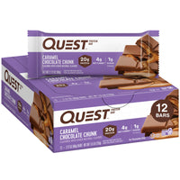 Thumbnail for Quest Nutrition Caramel Chocolate Chunk Protein Bar, 20g Protein, 1g Sugar, 4g Net Carbs, Gluten Free, Keto Friendly, 12 Count
