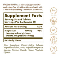Thumbnail for Solgar Chelated Magnesium, 250 Tablets - Supports Nerve & Muscle Function - Promotes Healthy Bones - Vital for Cellular Energy Release - Non-GMO, Vegan, Gluten Free, Dairy Free - 62 Servings