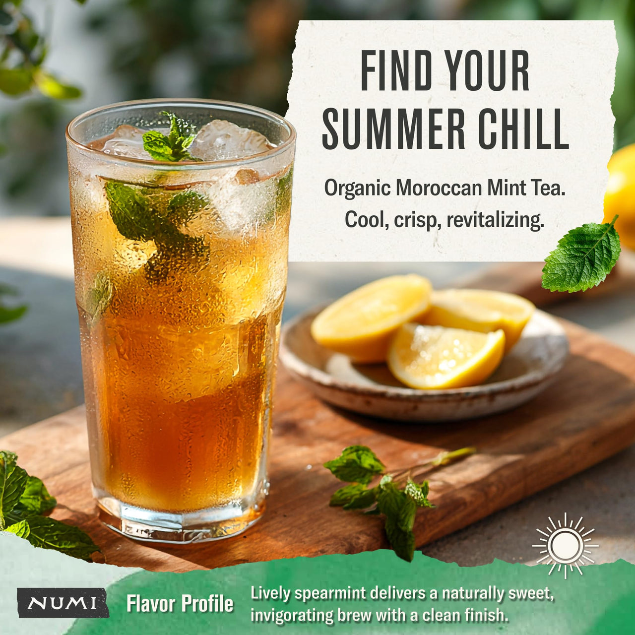 Numi Tea Organic Moroccan Mint Tea, 18 Herbal Tea Bags, Caffeine Free