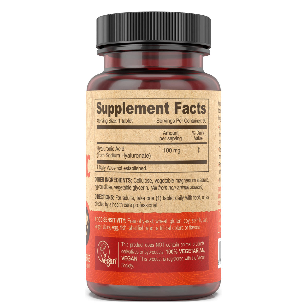DEVA Nutrition Vegan Hyaluronic Acid 100 MG - Non-GMO and Hemolytic-Free - 90 Tablets, 1-Pack