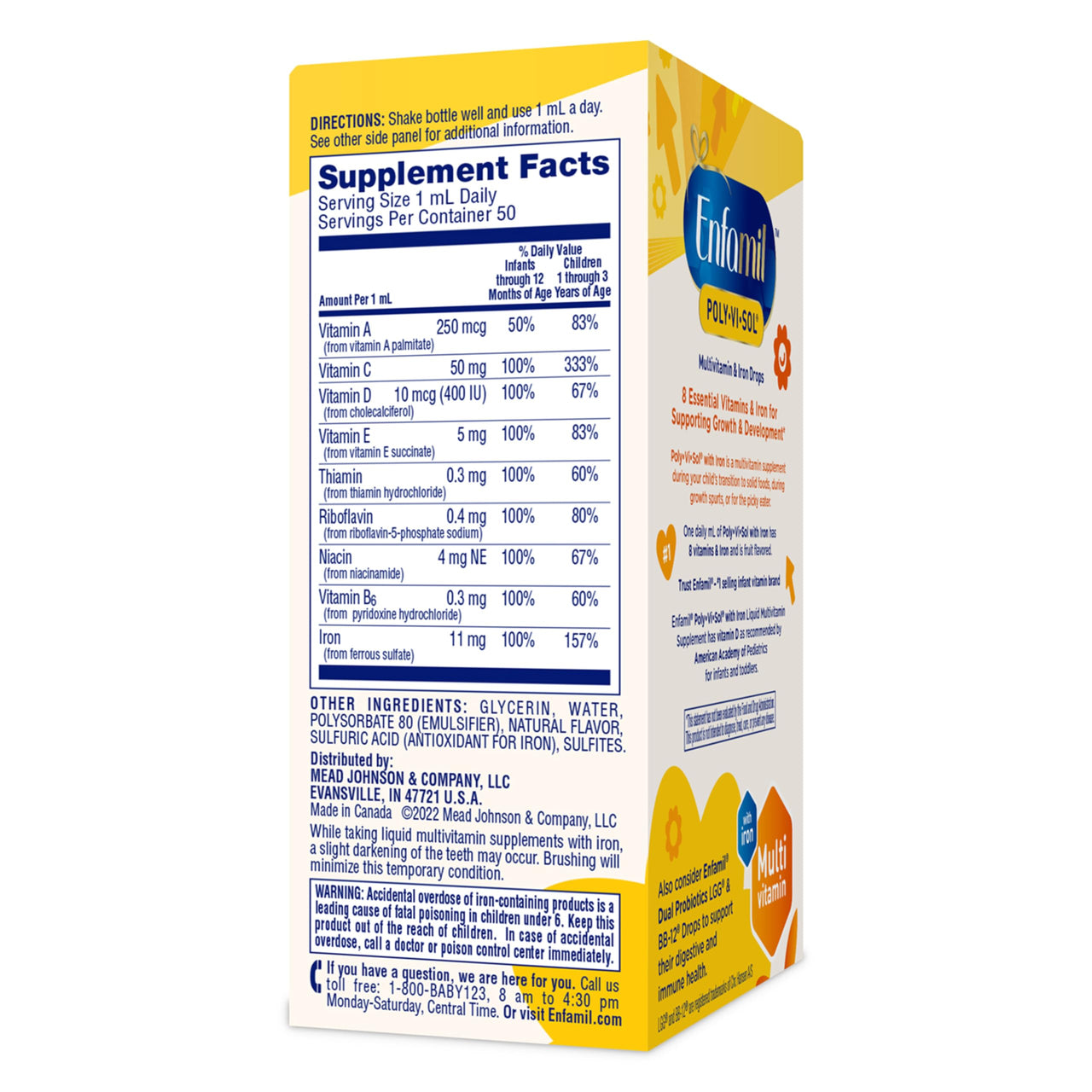 Enfamil Baby Vitamins Enfamil Poly-Vi-Sol 8 Multi-Vitamins & Iron Supplement Drops for Infants & Toddlers, Supports Growth & Development, 50 mL Dropper Bottle
