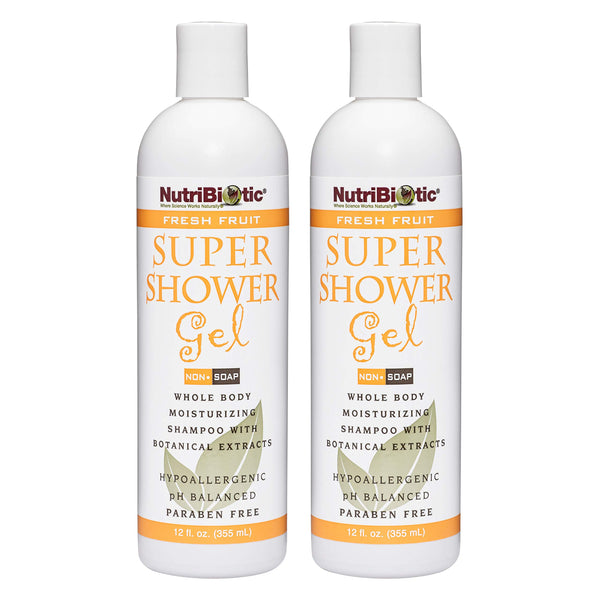 NutriBiotic – Fresh Fruit Super Shower Gel, 12 Oz Twin Pack | Whole Body Moisturizing Shampoo with GSE & Botanical Extracts | pH Balanced & Free of Gluten, Parabens, Sulfates, Dyes & Colorings