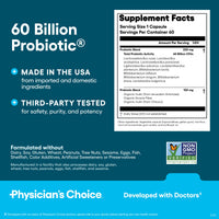 Thumbnail for Physician's CHOICE 60 Billion Probiotic 60 Count + Easy Mix Fiber Bundle