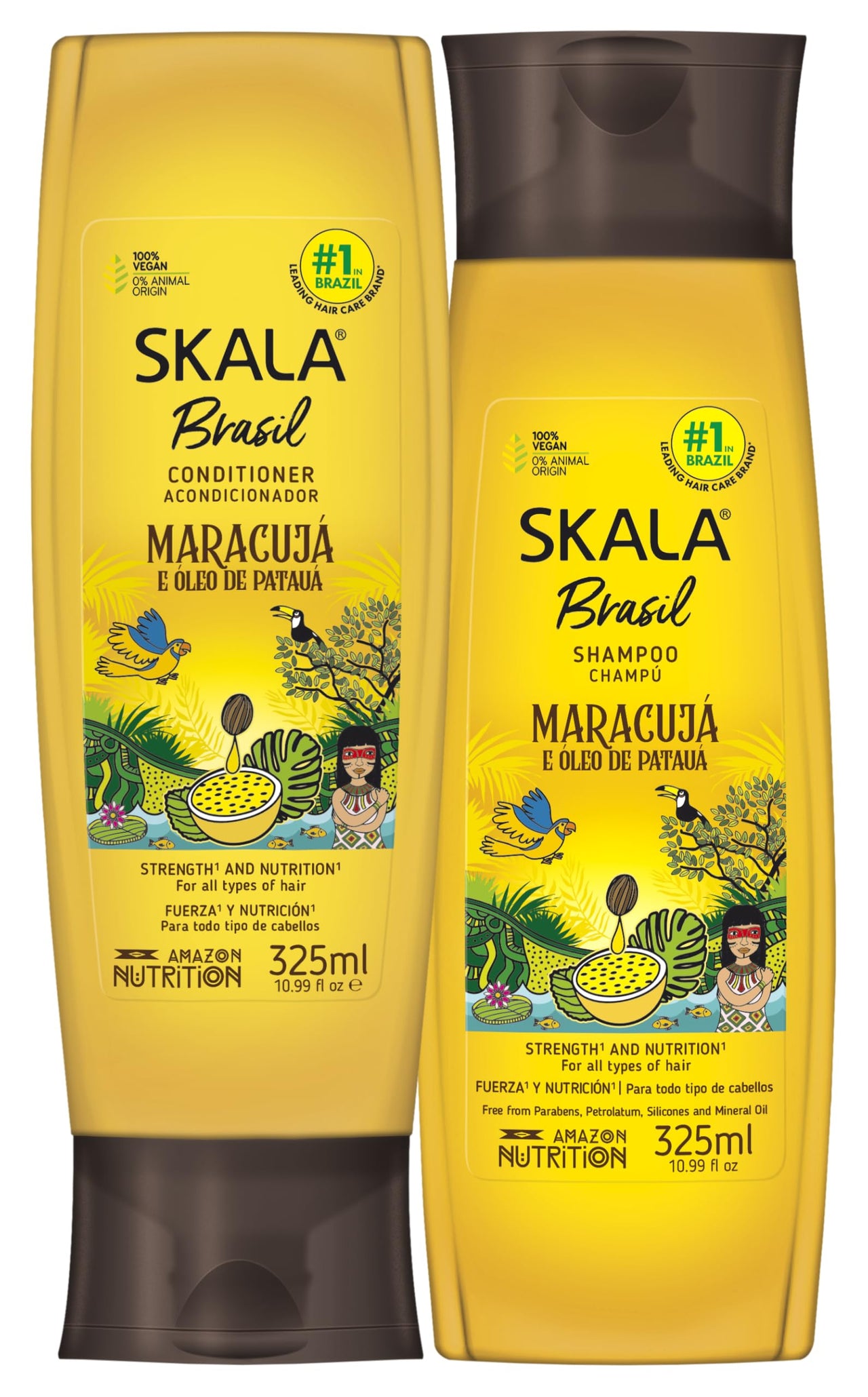 Skala - Linha Brasil - Kit Maracuja e Oleo De Pataua Shampoo e Condicionador (2 x 325 Ml) - (Brazil Collection - Passion Fruit and Pataua Oil Shampoo & Conditioner Set (2 x 11 Fl Oz))