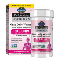 Thumbnail for Garden of Life Once Daily Dr. Formulated Probiotics for Women 50 Billion CFU 16 Probiotic Strains with Organic Prebiotics for Digestive, Vaginal & Immune Health, Dairy Free, Shelf Stable 30 Capsules
