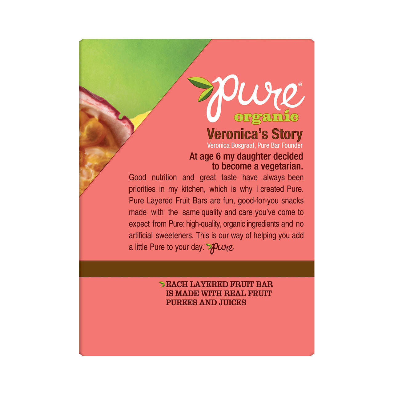 Pure Organic Layered Fruit Bars, Gluten Free and Vegan, Kids Fruit Snacks, Pineapple Passionfruit, 12.6oz Box (20 Bars)