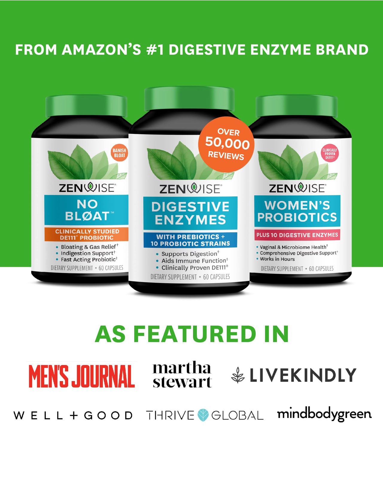 Zenwise Health Digestive Enzymes, No Bloat, and Free Travel Tin with Probiotics for Digestive and Gut Health | Bloating Relief for Women and Men