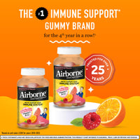 Thumbnail for Airborne 750mg Vitamin C Gummies for Adults, Immune Support Gummies with Powerful Antioxidants VIT C & E, Caffeine Free - 2x63ct Bottle (42 Servings), Assorted Fruit Flavor