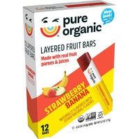 Thumbnail for Pure Organic Layered Fruit Bars, Strawberry Banana, Gluten Free, Vegan Fruit Snacks (2 Boxes, 24 Bars) (Pack of 2)