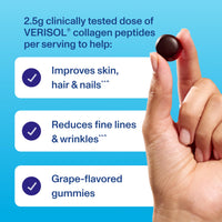 Thumbnail for Vital Proteins Collagen Gummies, 2.5g of Clinically-Tested Collagen for Hair, Skin, Nails & Wrinkles, 120 ct Bottle, Pack of 2, Grape Flavor