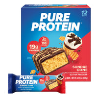 Thumbnail for Pure Protein Sundae Cone Protein Bars – 20g Protein, 3g Sugar, 190 Calories (12 count) Low Sugar* High Protein Snack - Gluten Free - Perfect for a Healthy Snack