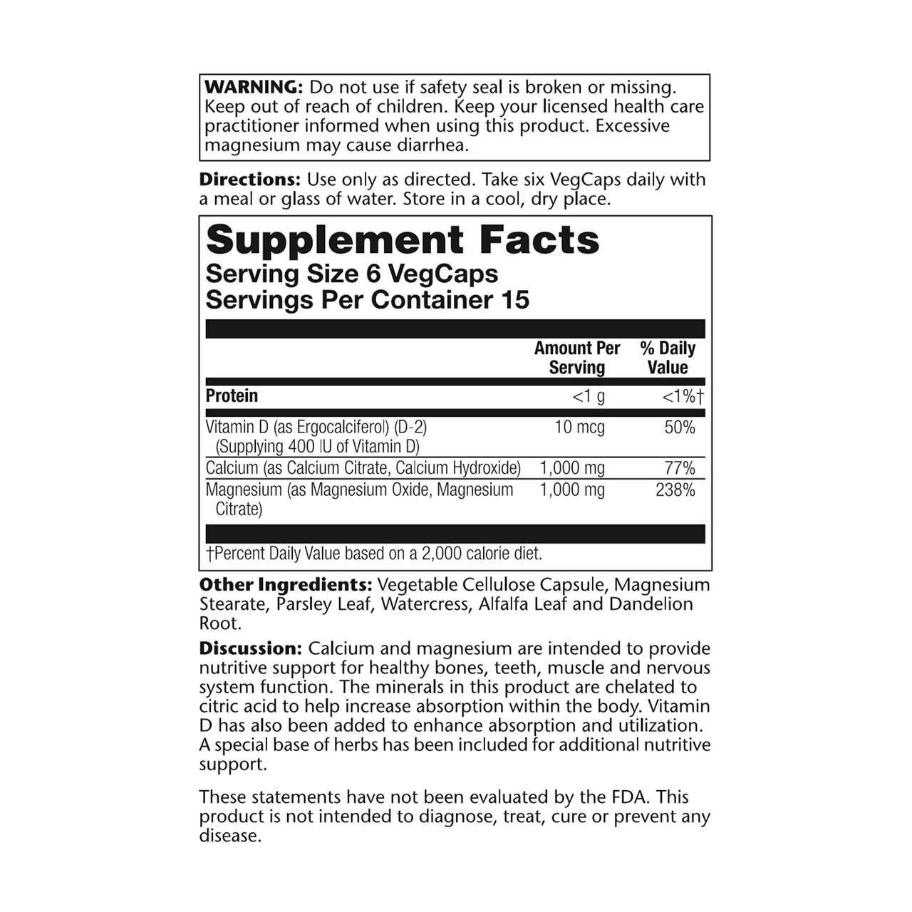 SOLARAY Cal-Mag Citrate w/D 2 1:1 | 90 VegCaps