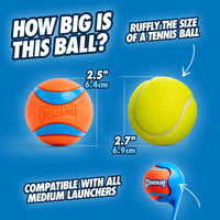 Thumbnail for Chuckit! Ultra Ball Dog Toy - Medium Bouncy Fetch Balls For Dogs 20-60 lbs - Made from Durable Rubber - Floating Water Pet Toys - Size Medium - 2.5-inch Diameter - Pack of 2