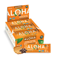 Thumbnail for ALOHA Organic Plant Based Protein Bars |Peanut Butter Chocolate Chip | 1.98 Oz (Pack of 12) | Vegan, Low Sugar, Gluten Free, Paleo, Low Carb, Non-GMO, Stevia Free, Soy Free, No Sugar Alcohols