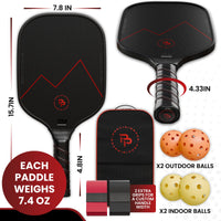 Thumbnail for Precision Pro Premium T700 Carbon Fiber Pickleball Paddle- 14mm Pickleball Paddles Set of 2 w/Unique Design Handles & Indoor Outdoor Pickleball Balls - Comfortable Pickleball Paddle Grip, USA Approved