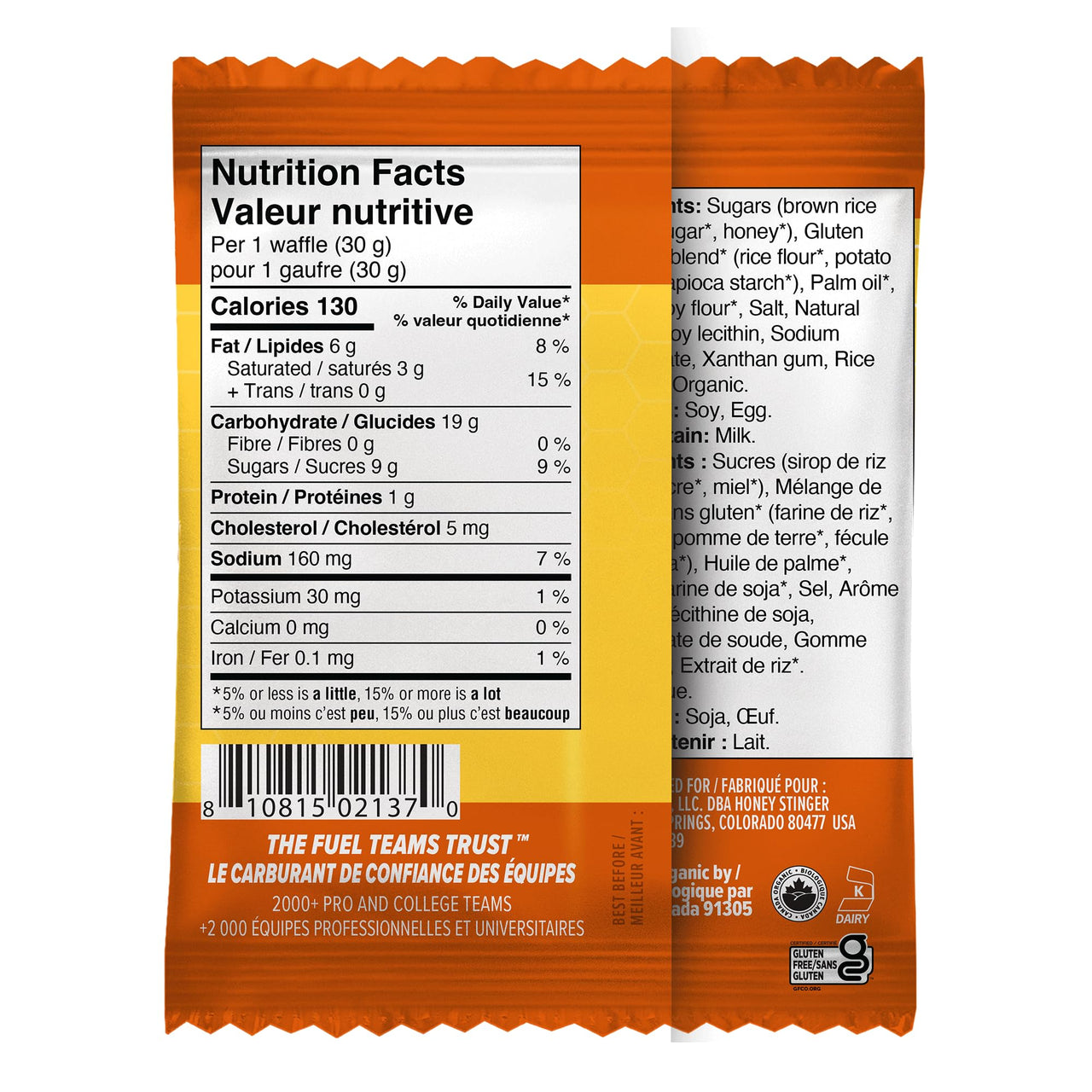 HONEY STINGER Organic Salted Caramel Waffles, 1.06 Ounce (Pack of 12)
