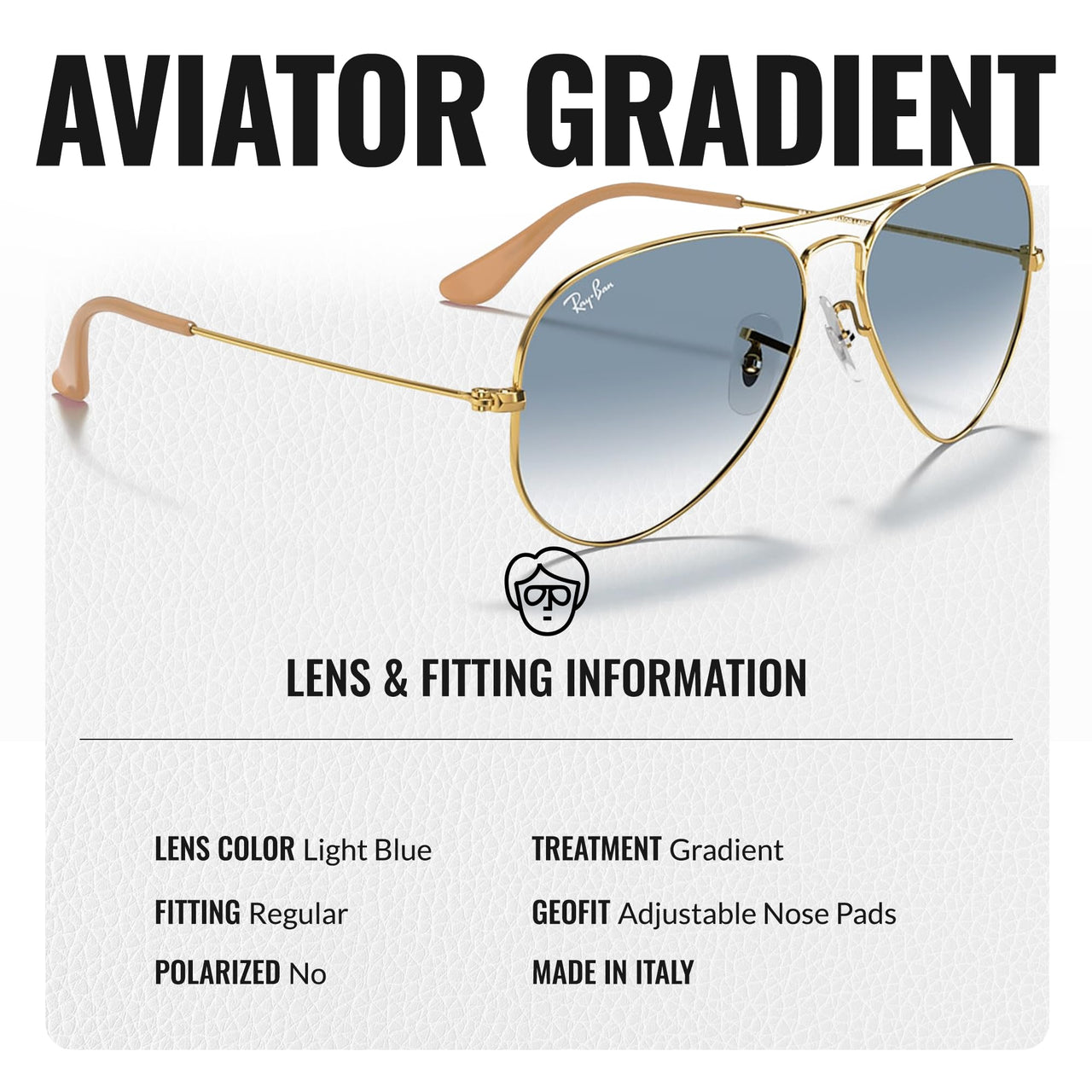 Ray-Ban RB3025 Classic Gradient Aviator Shape Sunglasses With Eyewear Kit Bundle - Adjustable Nose Pads - Ideal Formal and Casual Wear Retro Sunglasses