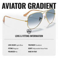 Thumbnail for Ray-Ban RB3025 Classic Gradient Aviator Shape Sunglasses With Eyewear Kit Bundle - Adjustable Nose Pads - Ideal Formal and Casual Wear Retro Sunglasses