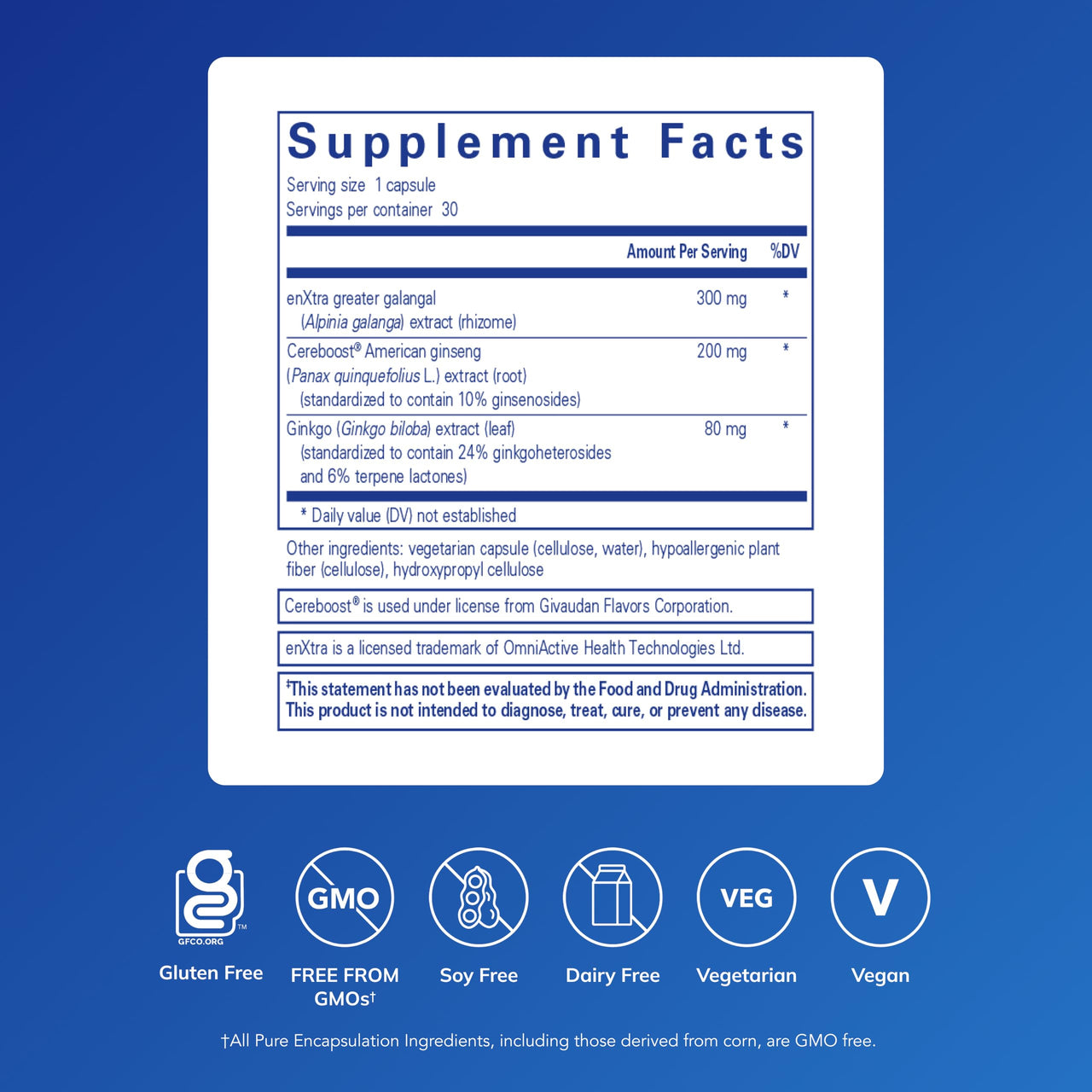Pure Encapsulations Rapid Mental Energy - Vegan Memory Supplement to Support Brain Health* - Ginkgo Biloba Extract, Alpinia Galanga & American Ginseng Extract - Non-GMO & Gluten-Free - 30 Capsules