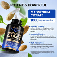 Thumbnail for Magnesium Citrate Capsules 1000mg | High Absorption Supplement - Sleep, Muscle & Heart Support - Vegan | Non-GMO - Made in USA - As Powder | Pills | Tablets - 120 Capsules, 2 Month Supply