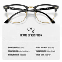 Thumbnail for Ray-Ban RB3016 CLUBMASTER Blue-light Clear Square Shape Sunglasses With Eyewear Kit Bundle - Adjustable Nose Pads - Ideal Formal and Casual Wear Square Sunglasses