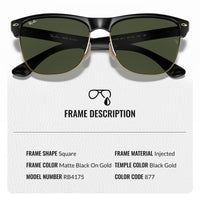 Thumbnail for Ray-Ban RB4175 CLUBMASTER Oversized Square Shape Sunglasses With Eyewear Kit Bundle - High Bridge Fit - Ideal Formal and Casual Wear Square Sunglasses