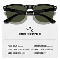Thumbnail for Ray-Ban RB4175 CLUBMASTER OVERSIZED Square Shaped Non-Polarized Sunglasses for Men – Includes Official RAYBAN Eyewear Kit – Ideal Formal & Casual Wear Sunglasses – G-15 Green Lens