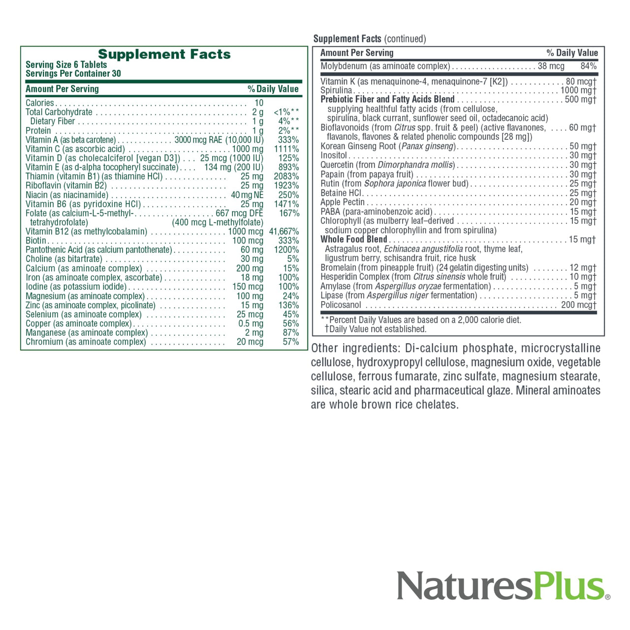 NaturesPlus Ultra Source of Life with Lutein - 180 Tablets - Multivitamin Supplement with Whole Foods - Supports Natural Energy & Overall Well-Being - Gluten Free, Vegetarian - 60 Servings