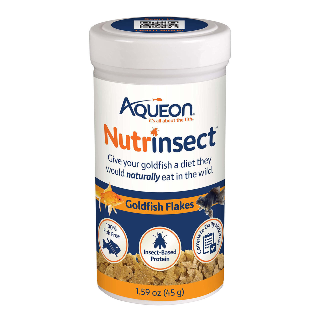 Aqueon Nutrinsect Fish-Free Fish Food, Goldfish Flakes, 1.59 oz