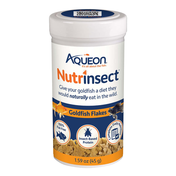 Aqueon Nutrinsect Fish-Free Fish Food, Goldfish Flakes, 1.59 oz