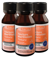 Thumbnail for De La Cruz Merthiolate Tincture Antiseptic - First Aid for Minor Cuts, Scrapes and Burns - Mercury-Free Formula Safe for The Entire Family (3 Bottles)
