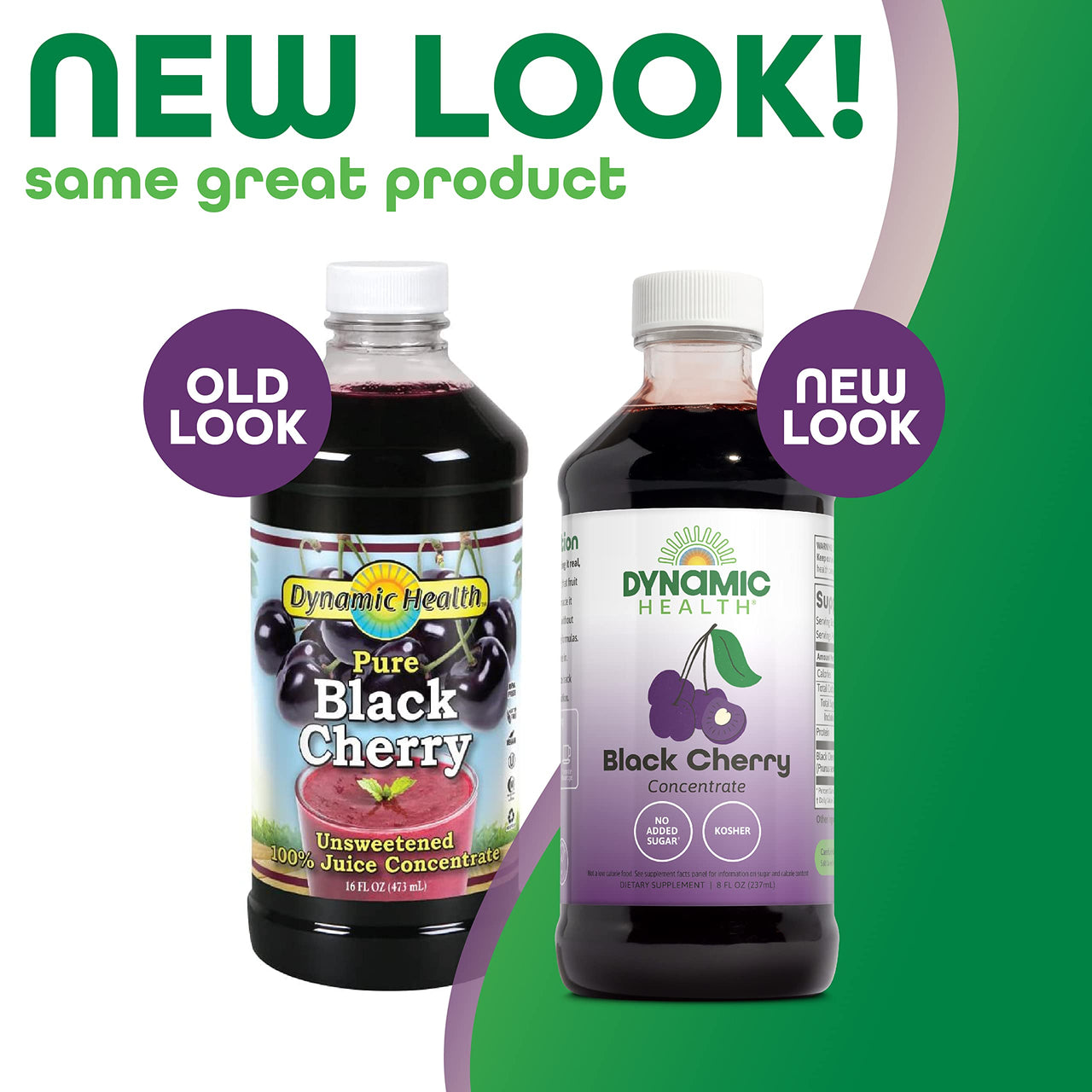 Dynamic Health Pure Black Cherry Unsweetened 100% Juice Concentrate, No Additives or Preservatives, Antioxidant, 8oz (Packaging Varies)